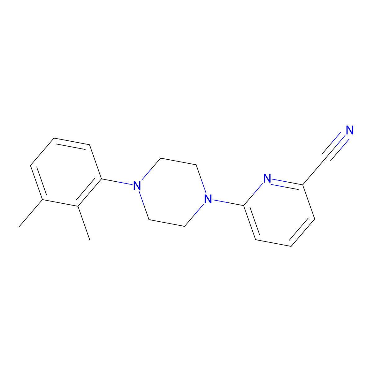 6-[4-(2,3-Dimethylphenyl)piperazin-1-yl]pyridine-2-carbonitrile molecular structure, CAS 2640958-90-1