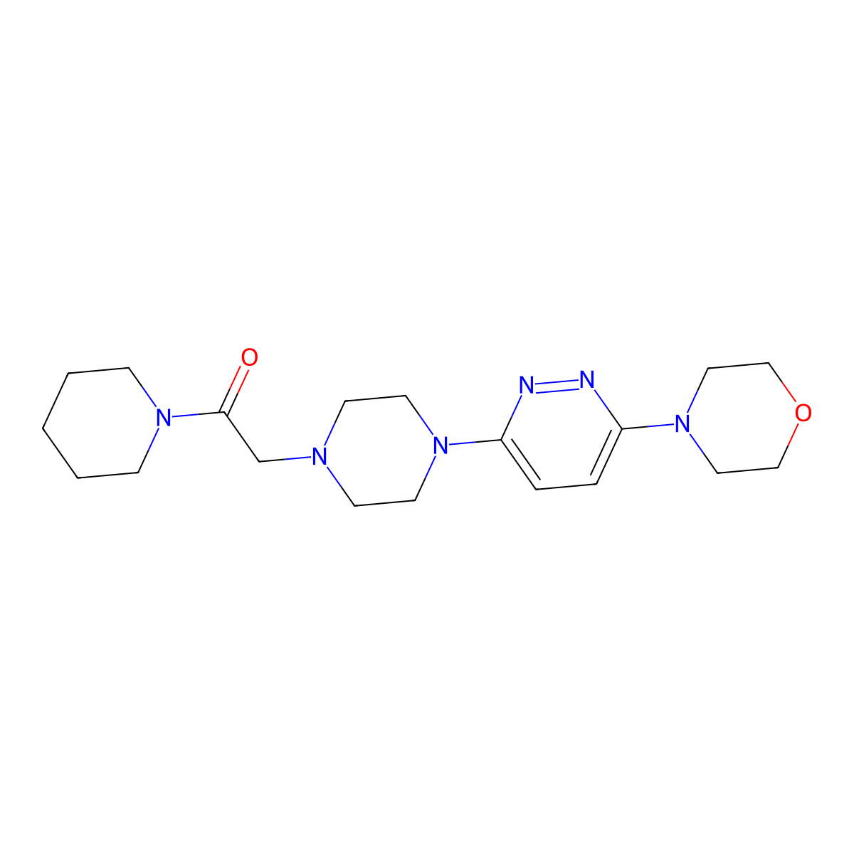 2-{4-[6-(Morpholin-4-yl)pyridazin-3-yl]piperazin-1-yl}-1-(piperidin-1-yl)ethan-1-one molecular structure, CAS 2640958-95-6