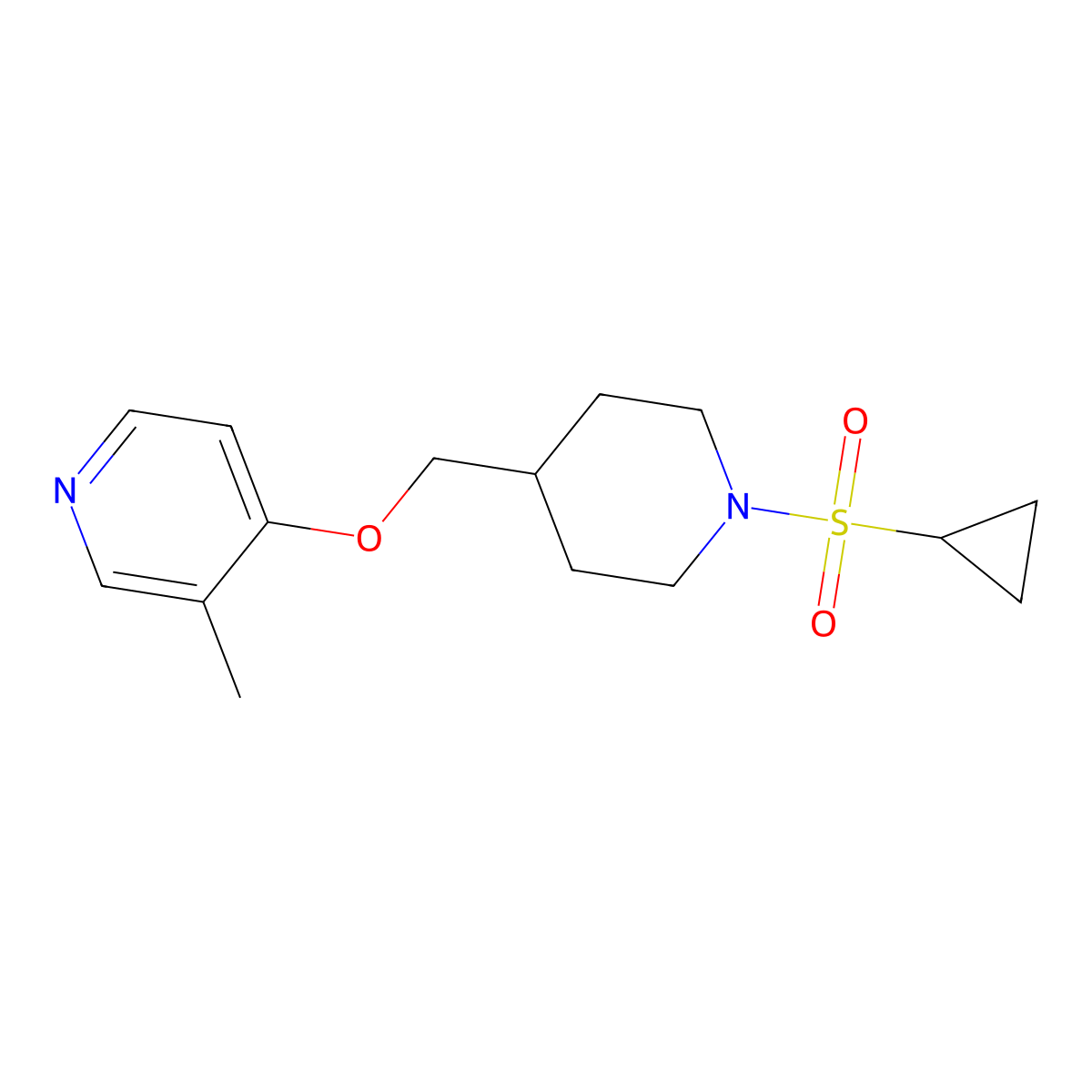 4-{[1-(Cyclopropanesulfonyl)piperidin-4-yl]methoxy}-3-methylpyridine molecular structure, CAS 2640959-05-1