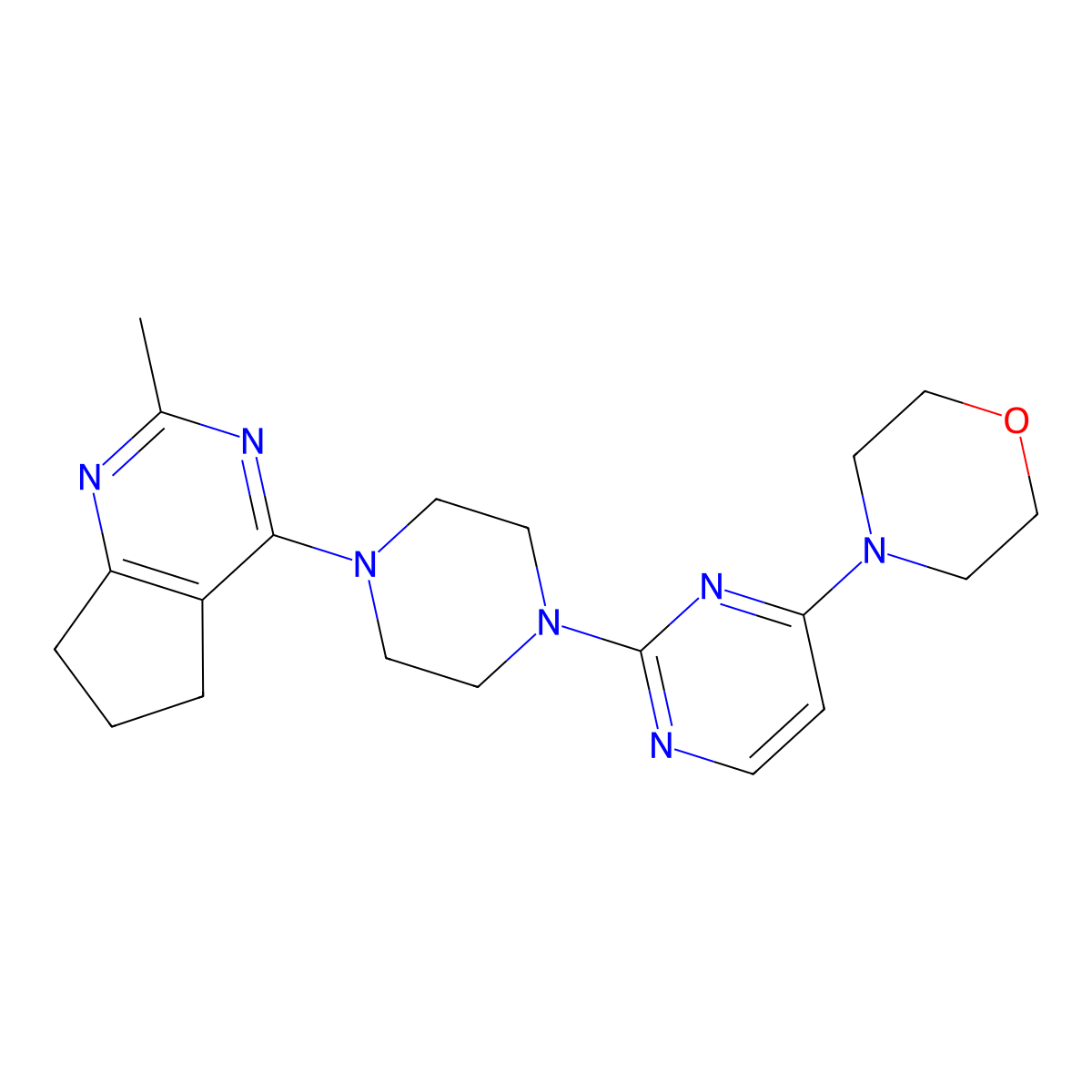 4-[2-(4-{2-methyl-5H,6H,7H-cyclopenta[d]pyrimidin-4-yl}piperazin-1-yl)pyrimidin-4-yl]morpholine molecular structure, CAS 2640959-07-3