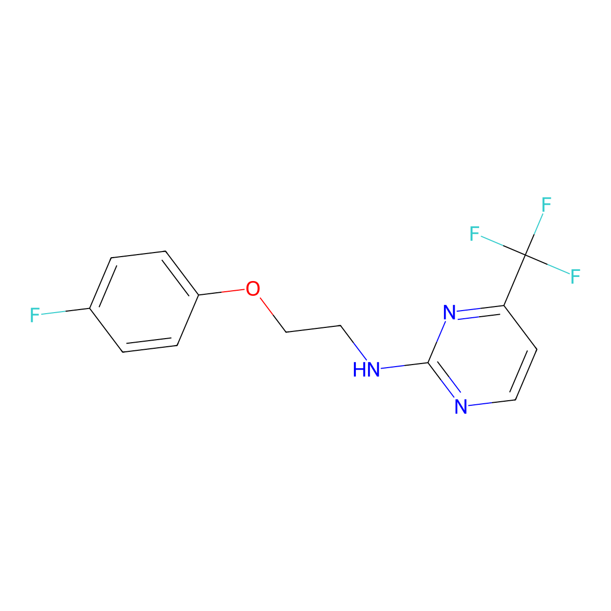 N-[2-(4-fluorophenoxy)ethyl]-4-(trifluoromethyl)pyrimidin-2-amine molecular structure, CAS 2640959-09-5