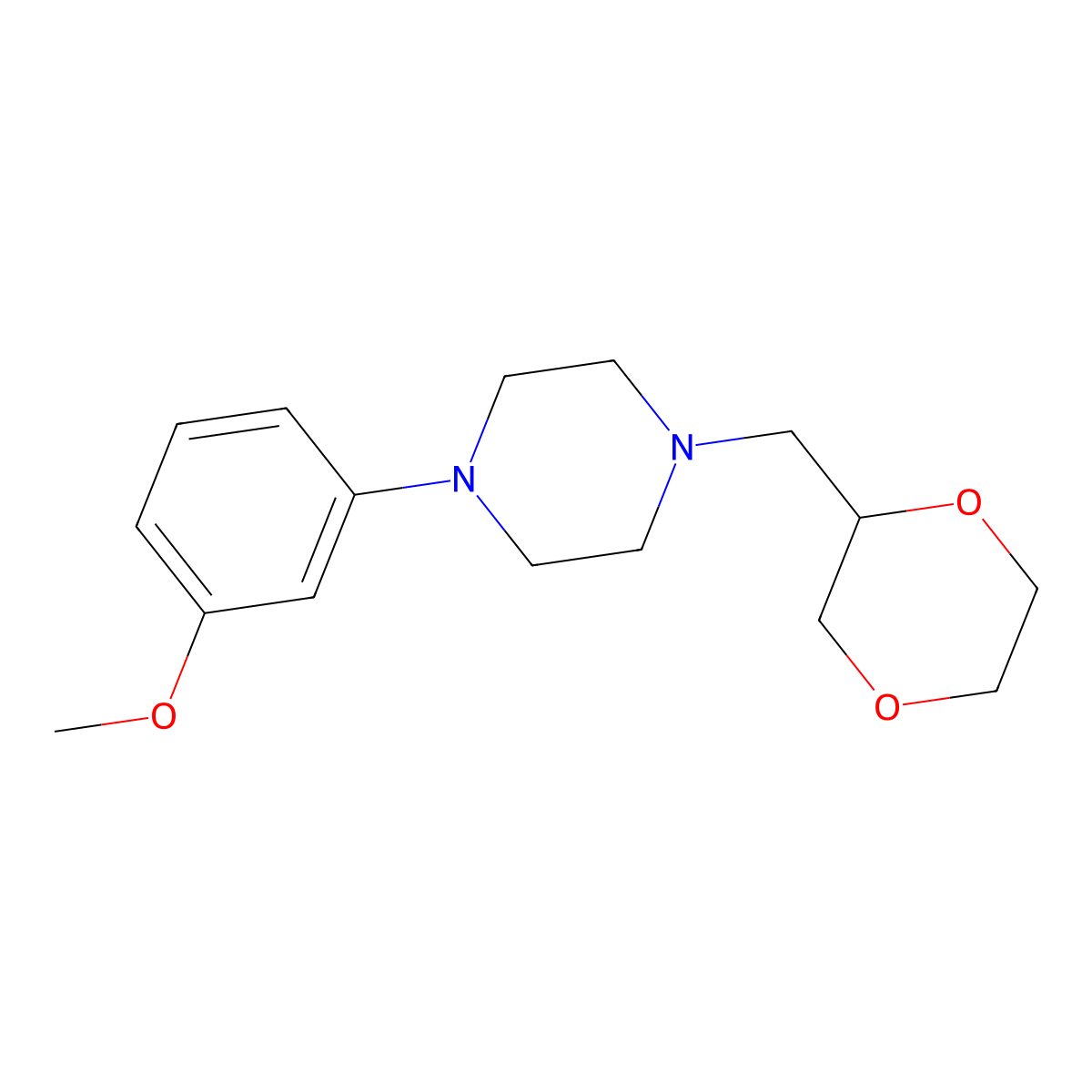 1-[(1,4-Dioxan-2-yl)methyl]-4-(3-methoxyphenyl)piperazine molecular structure, CAS 2640959-28-8