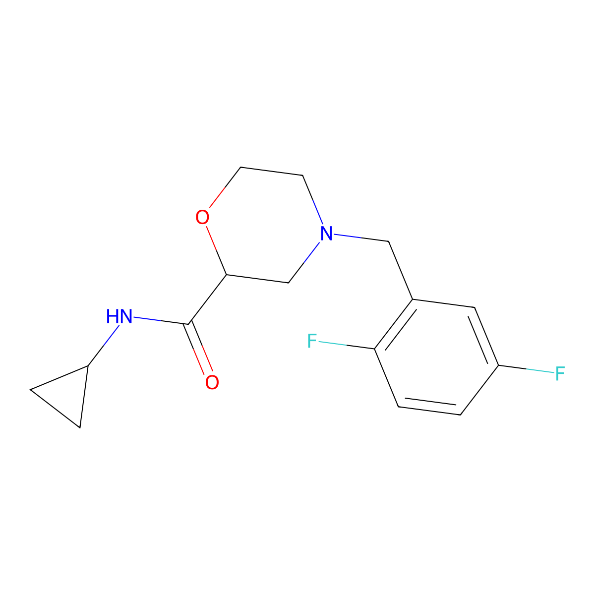 N-cyclopropyl-4-[(2,5-difluorophenyl)methyl]morpholine-2-carboxamide molecular structure, CAS 2640959-32-4