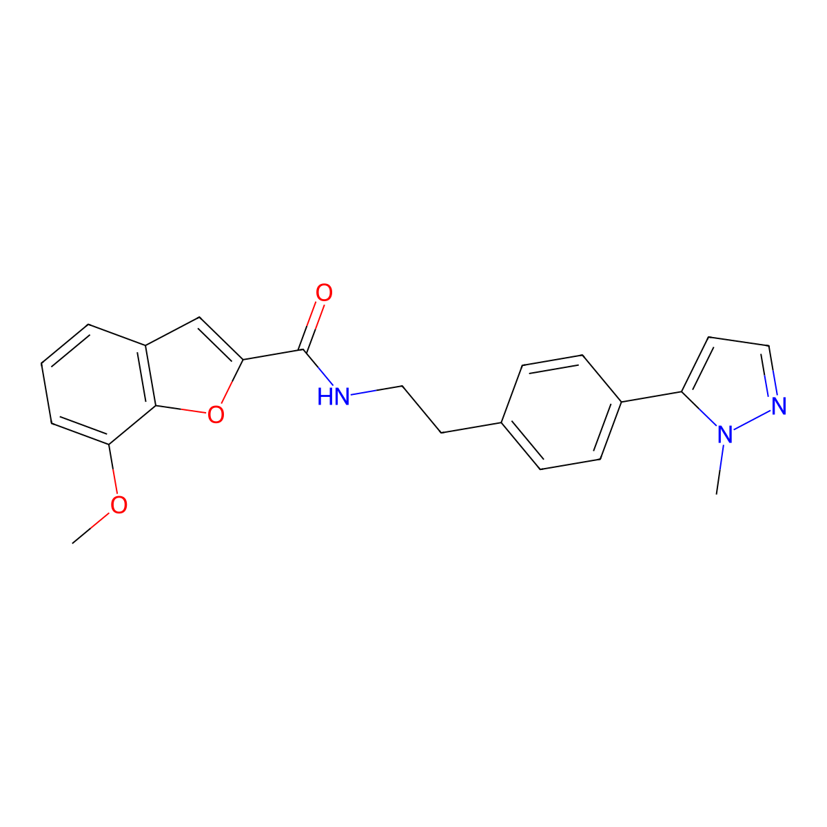 7-methoxy-N-{2-[4-(1-methyl-1H-pyrazol-5-yl)phenyl]ethyl}-1-benzofuran-2-carboxamide molecular structure, CAS 2640959-40-4