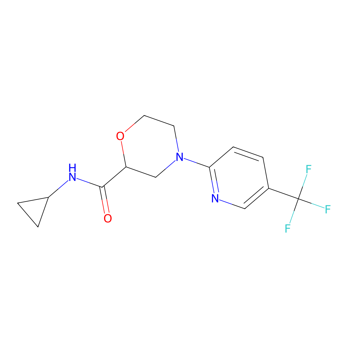 N-cyclopropyl-4-[5-(trifluoromethyl)pyridin-2-yl]morpholine-2-carboxamide molecular structure, CAS 2640959-45-9