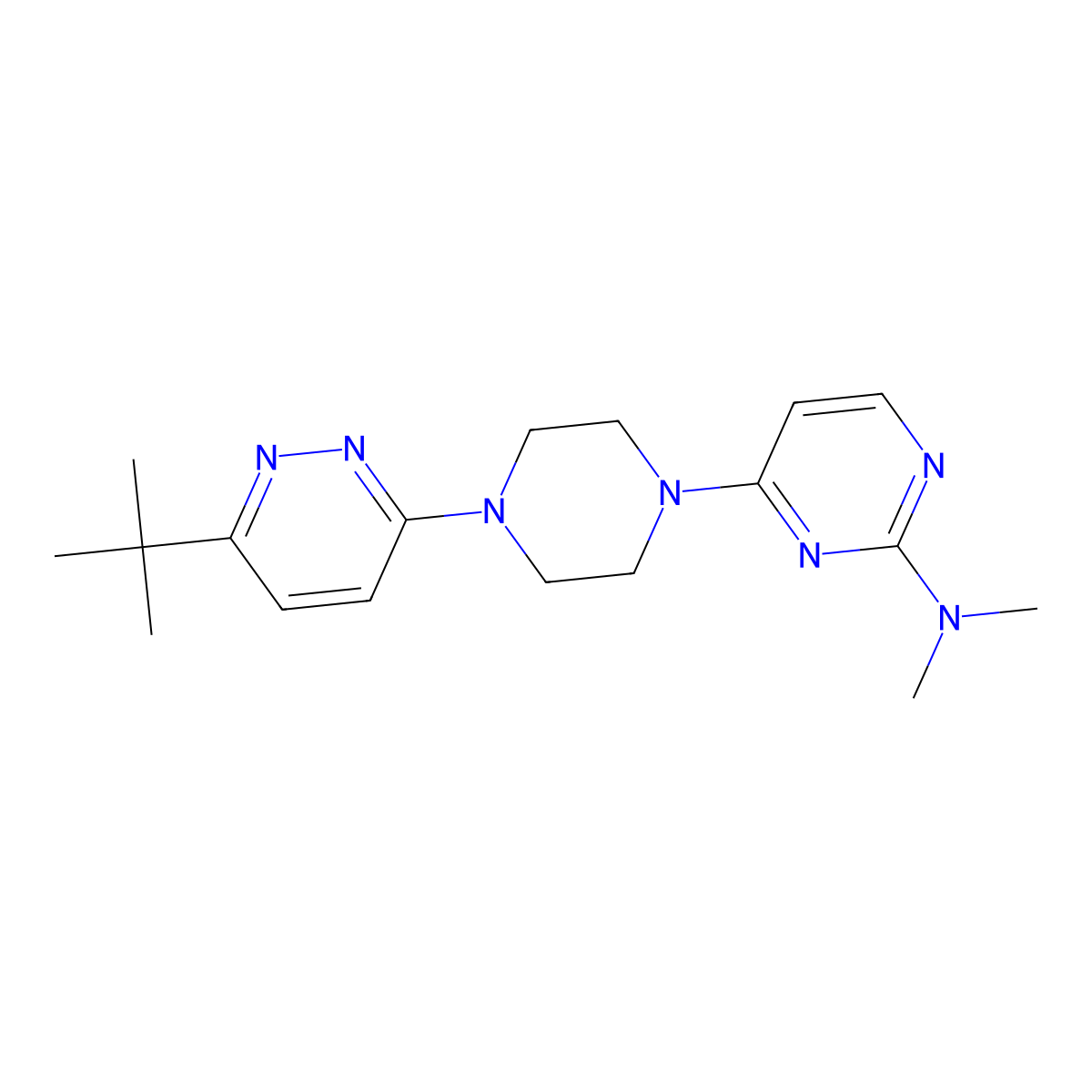 4-[4-(6-tert-butylpyridazin-3-yl)piperazin-1-yl]-N,N-dimethylpyrimidin-2-amine molecular structure, CAS 2640959-55-1
