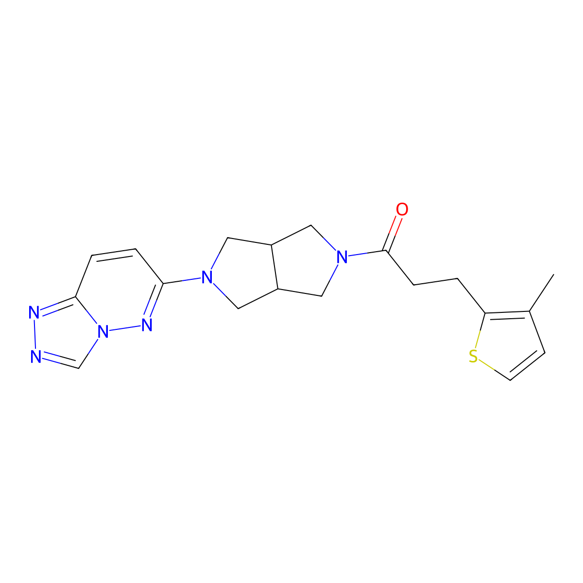 3-(3-Methylthiophen-2-yl)-1-(5-{[1,2,4]triazolo[4,3-b]pyridazin-6-yl}-octahydropyrrolo[3,4-c]pyrrol-2-yl)propan-1-one molecular structure, CAS 2640959-60-8