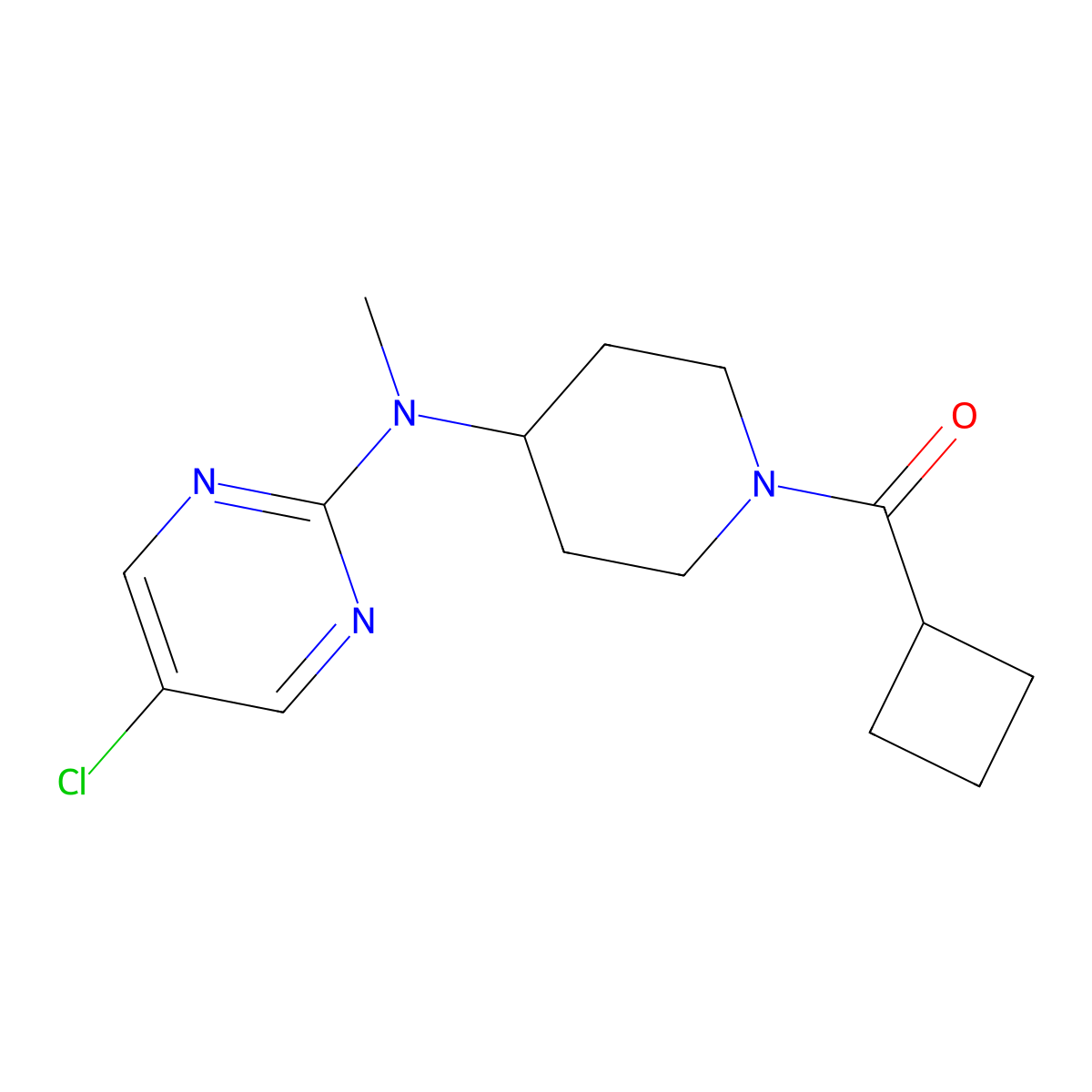 5-chloro-N-(1-cyclobutanecarbonylpiperidin-4-yl)-N-methylpyrimidin-2-amine molecular structure, CAS 2640959-72-2