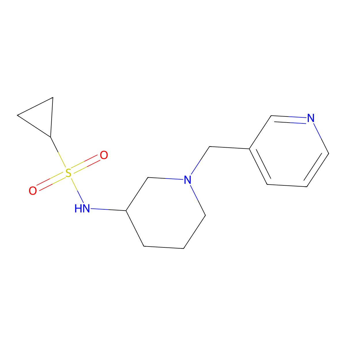 N-{1-[(pyridin-3-yl)methyl]piperidin-3-yl}cyclopropanesulfonamide molecular structure, CAS 2640959-73-3