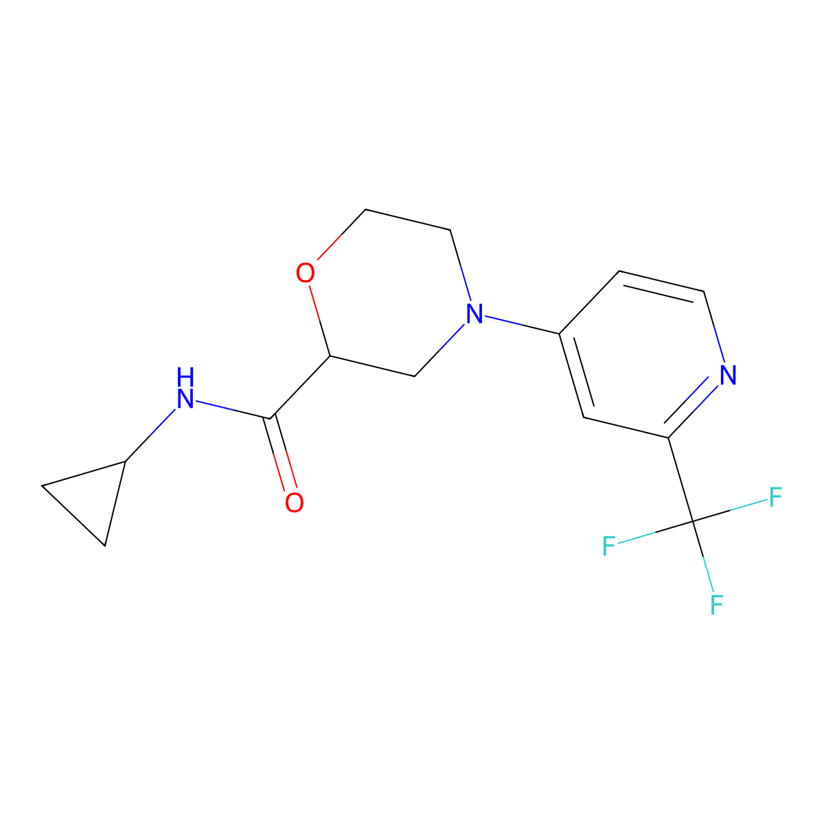 N-cyclopropyl-4-[2-(trifluoromethyl)pyridin-4-yl]morpholine-2-carboxamide molecular structure, CAS 2640959-77-7