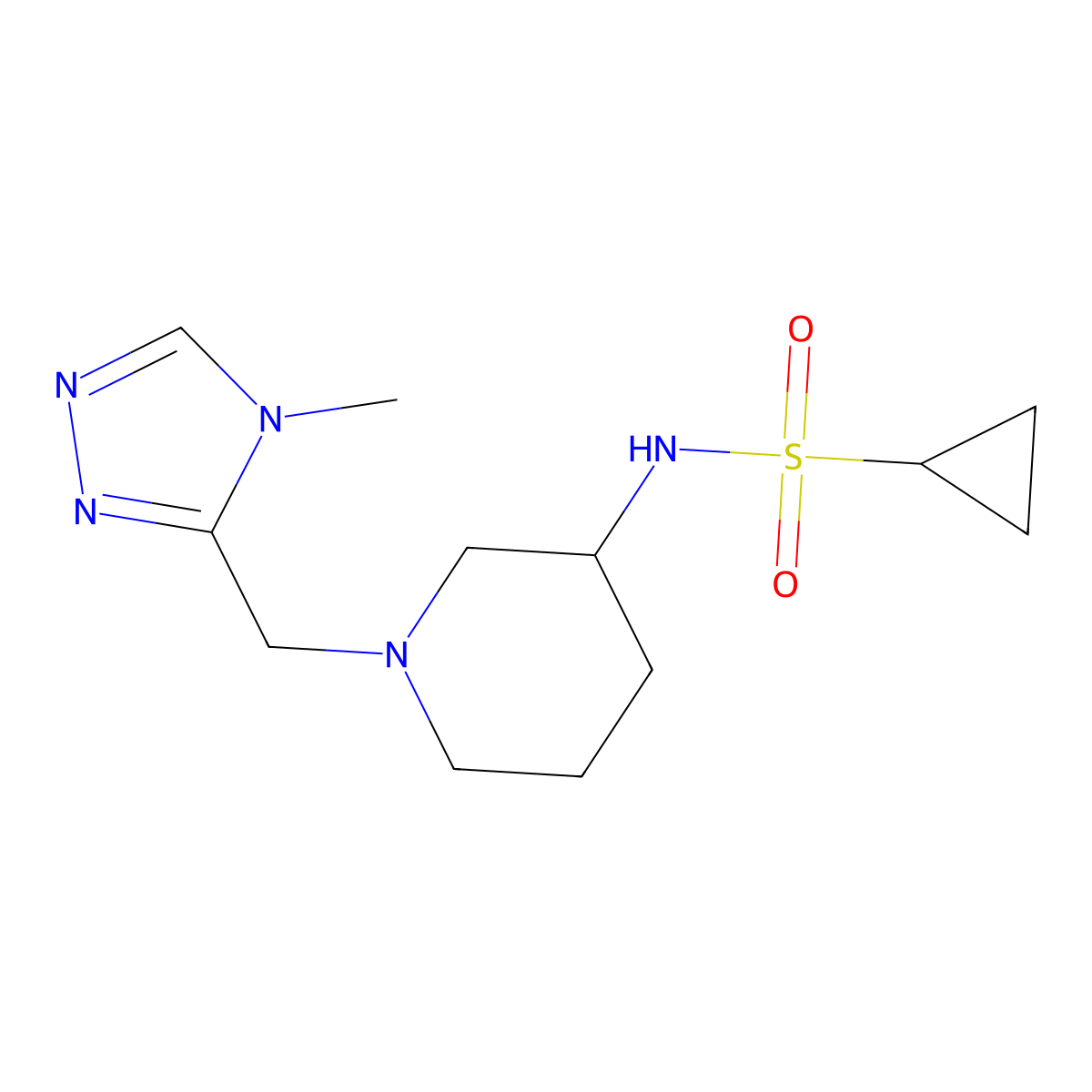 N-{1-[(4-methyl-4H-1,2,4-triazol-3-yl)methyl]piperidin-3-yl}cyclopropanesulfonamide molecular structure, CAS 2640959-83-5