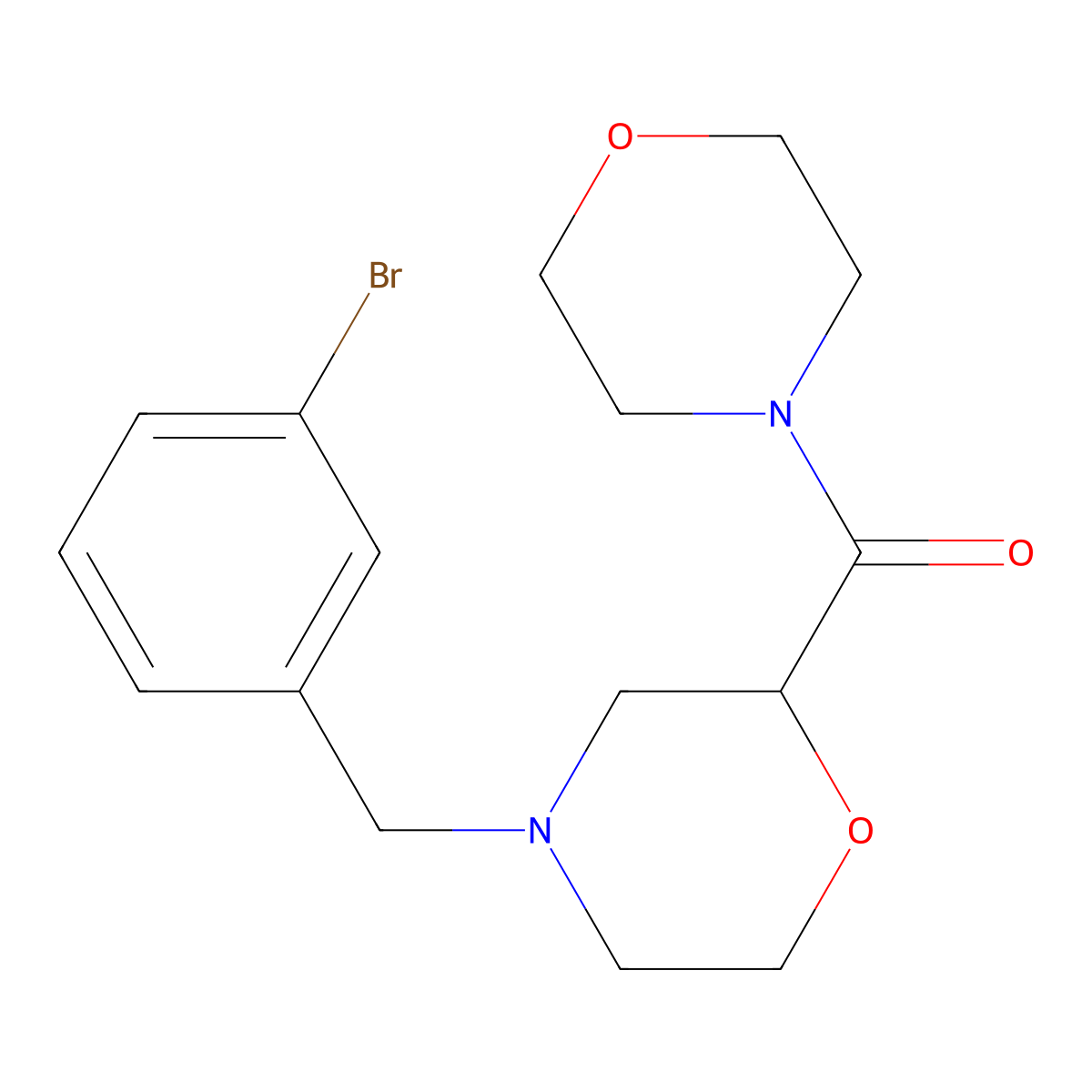 4-[(3-Bromophenyl)methyl]-2-(morpholine-4-carbonyl)morpholine molecular structure, CAS 2640959-86-8