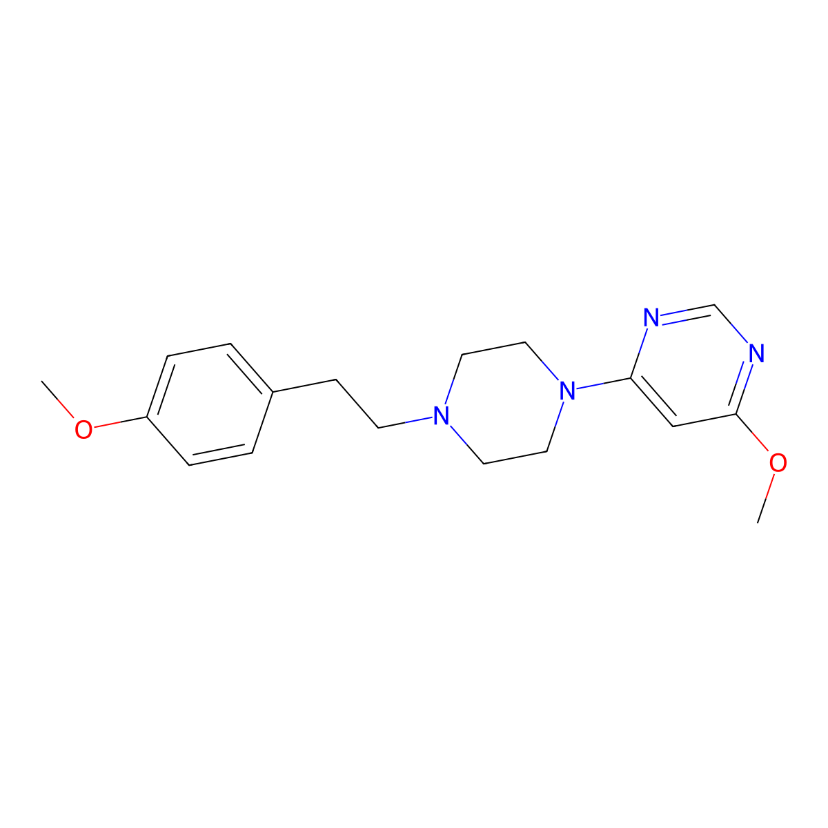 4-Methoxy-6-{4-[2-(4-methoxyphenyl)ethyl]piperazin-1-yl}pyrimidine molecular structure, CAS 2640959-90-4