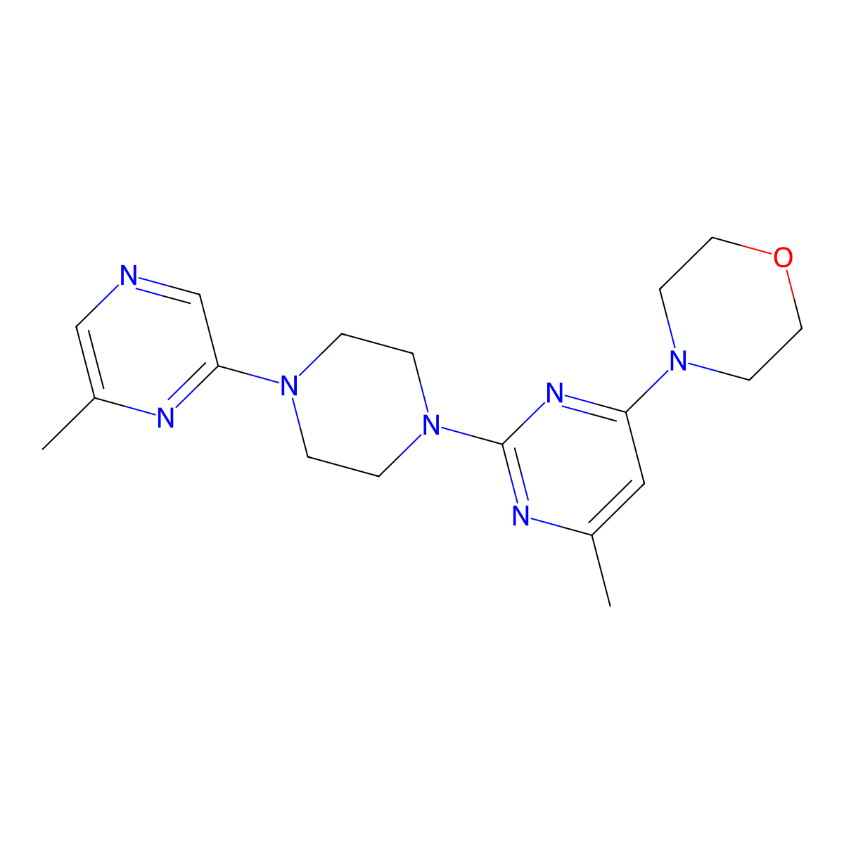 4-{6-Methyl-2-[4-(6-methylpyrazin-2-yl)piperazin-1-yl]pyrimidin-4-yl}morpholine molecular structure, CAS 2640959-92-6