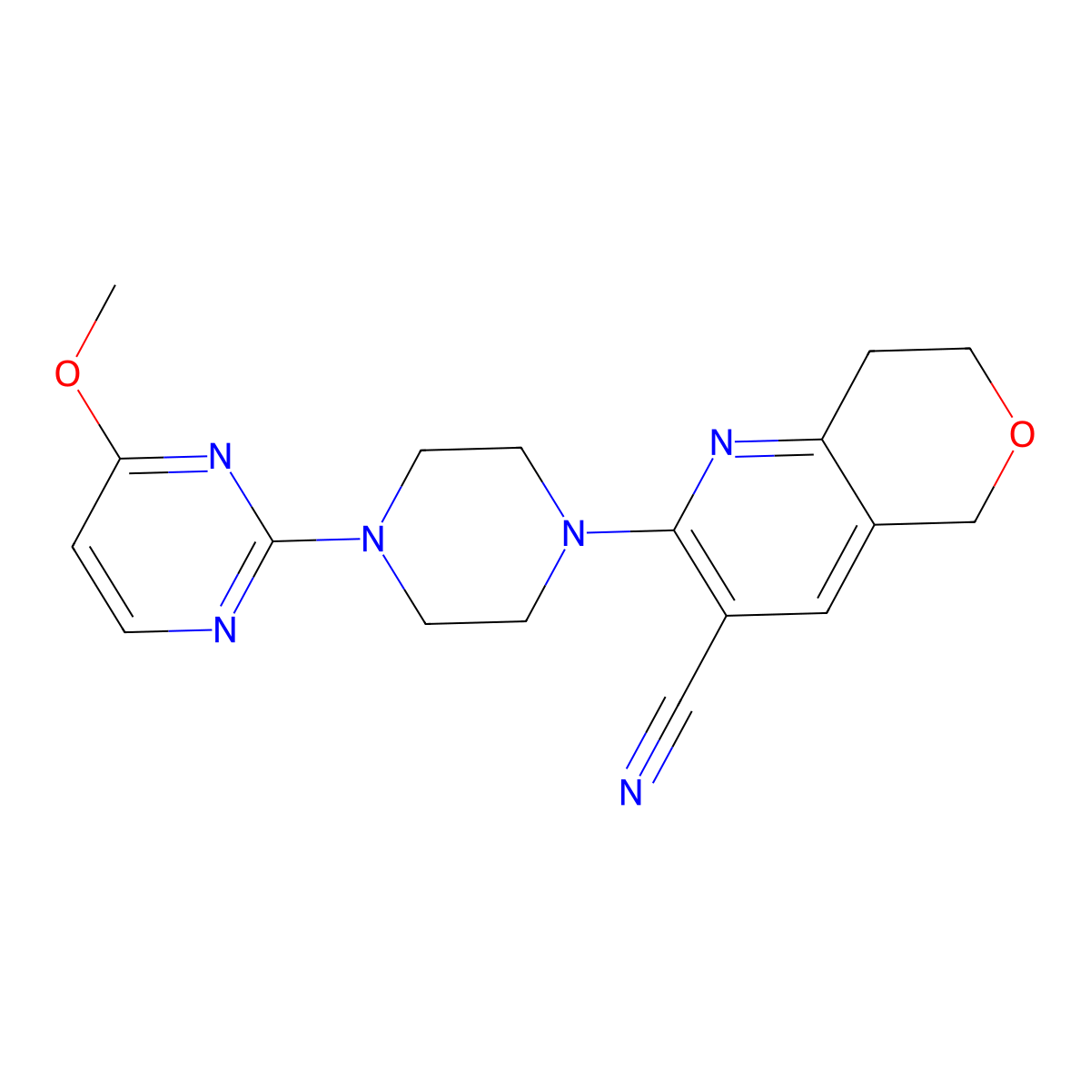 2-[4-(4-methoxypyrimidin-2-yl)piperazin-1-yl]-5H,7H,8H-pyrano[4,3-b]pyridine-3-carbonitrile molecular structure, CAS 2640959-96-0