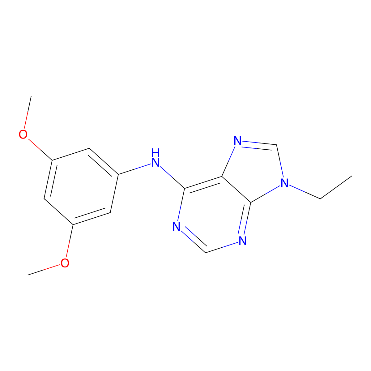 N-(3,5-dimethoxyphenyl)-9-ethyl-9H-purin-6-amine molecular structure, CAS 2640959-97-1