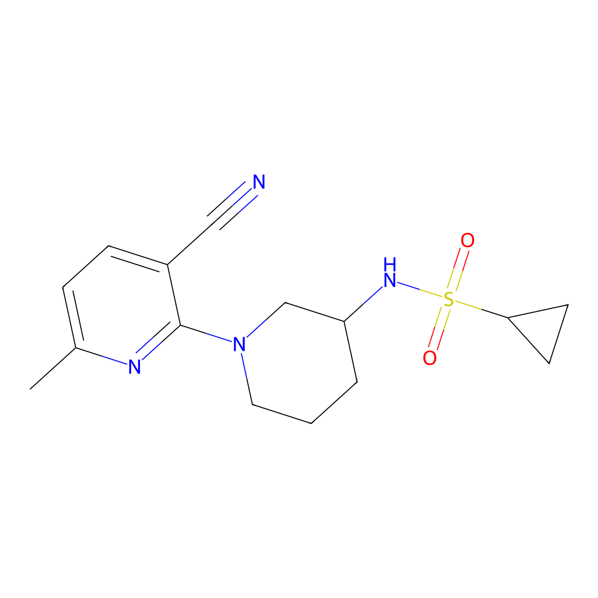 N-[1-(3-cyano-6-methylpyridin-2-yl)piperidin-3-yl]cyclopropanesulfonamide molecular structure, CAS 2640960-03-6