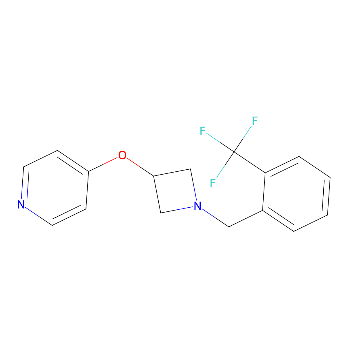 4-[(1-{[2-(Trifluoromethyl)phenyl]methyl}azetidin-3-yl)oxy]pyridine molecular structure, CAS 2640960-05-8
