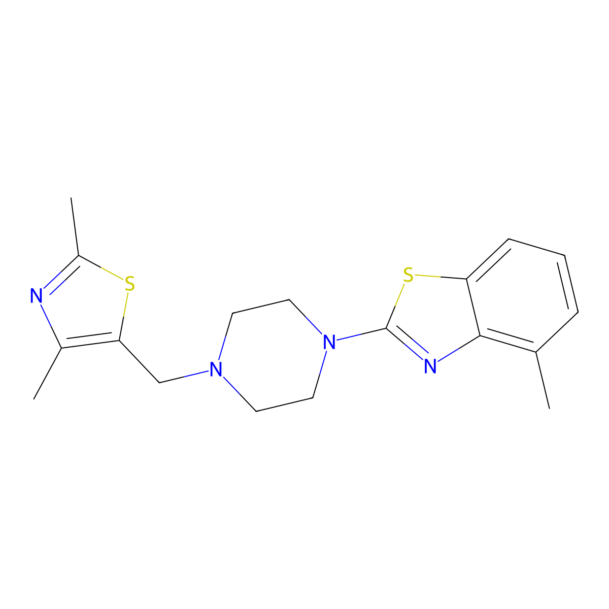 2-{4-[(2,4-Dimethyl-1,3-thiazol-5-yl)methyl]piperazin-1-yl}-4-methyl-1,3-benzothiazole molecular structure, CAS 2640960-06-9