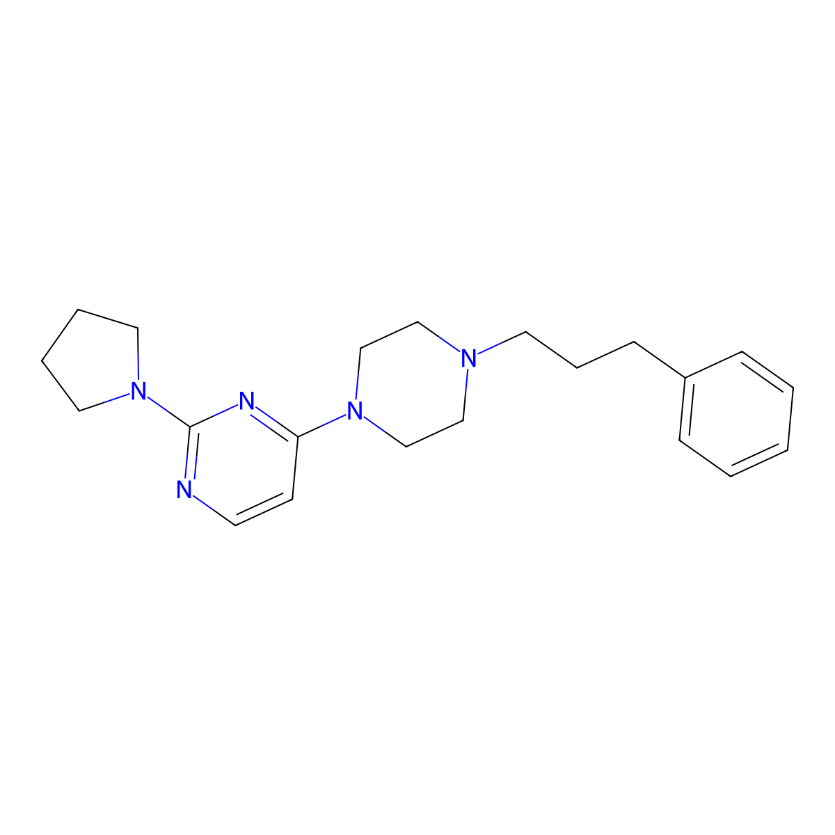 4-[4-(3-Phenylpropyl)piperazin-1-yl]-2-(pyrrolidin-1-yl)pyrimidine molecular structure, CAS 2640960-08-1