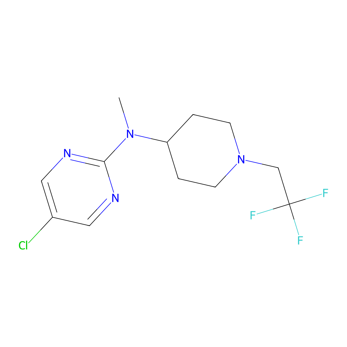 5-chloro-N-methyl-N-[1-(2,2,2-trifluoroethyl)piperidin-4-yl]pyrimidin-2-amine molecular structure, CAS 2640960-09-2