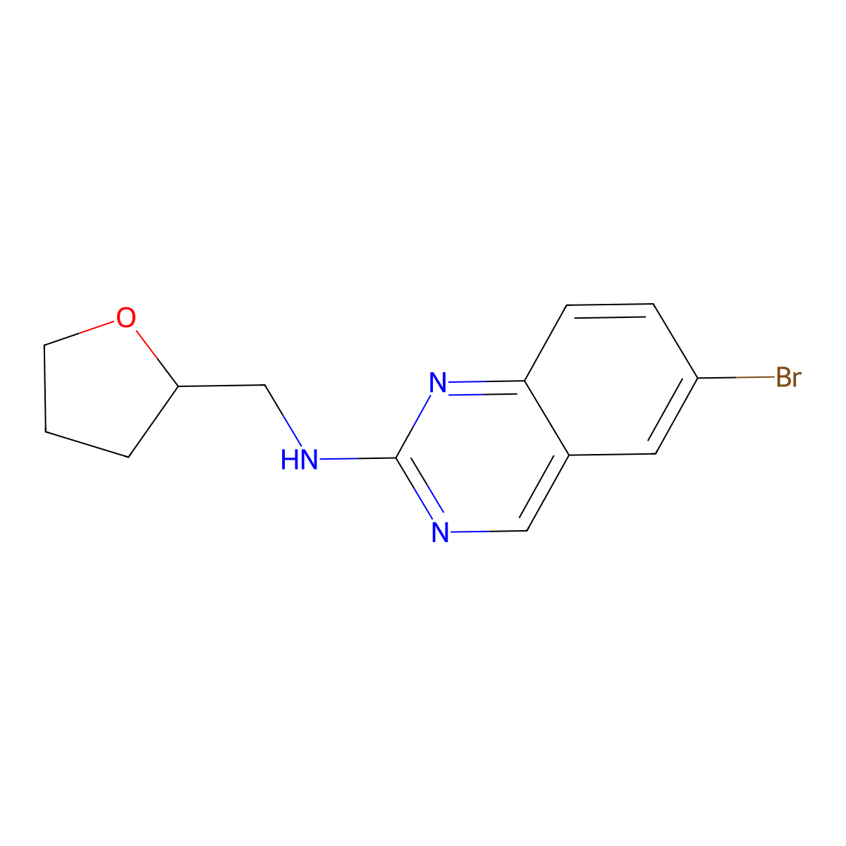 6-bromo-N-[(oxolan-2-yl)methyl]quinazolin-2-amine molecular structure, CAS 2640960-23-0