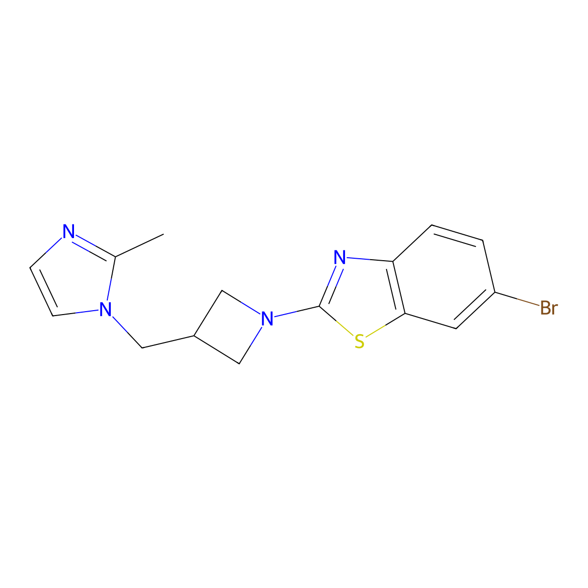 6-bromo-2-{3-[(2-methyl-1H-imidazol-1-yl)methyl]azetidin-1-yl}-1,3-benzothiazole molecular structure, CAS 2640960-28-5