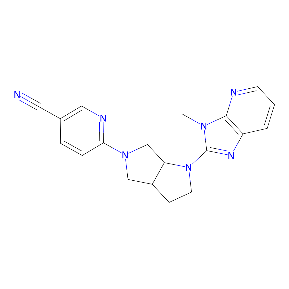 6-(1-{3-methyl-3H-imidazo[4,5-b]pyridin-2-yl}-octahydropyrrolo[2,3-c]pyrrol-5-yl)pyridine-3-carbonitrile molecular structure, CAS 2640960-31-0