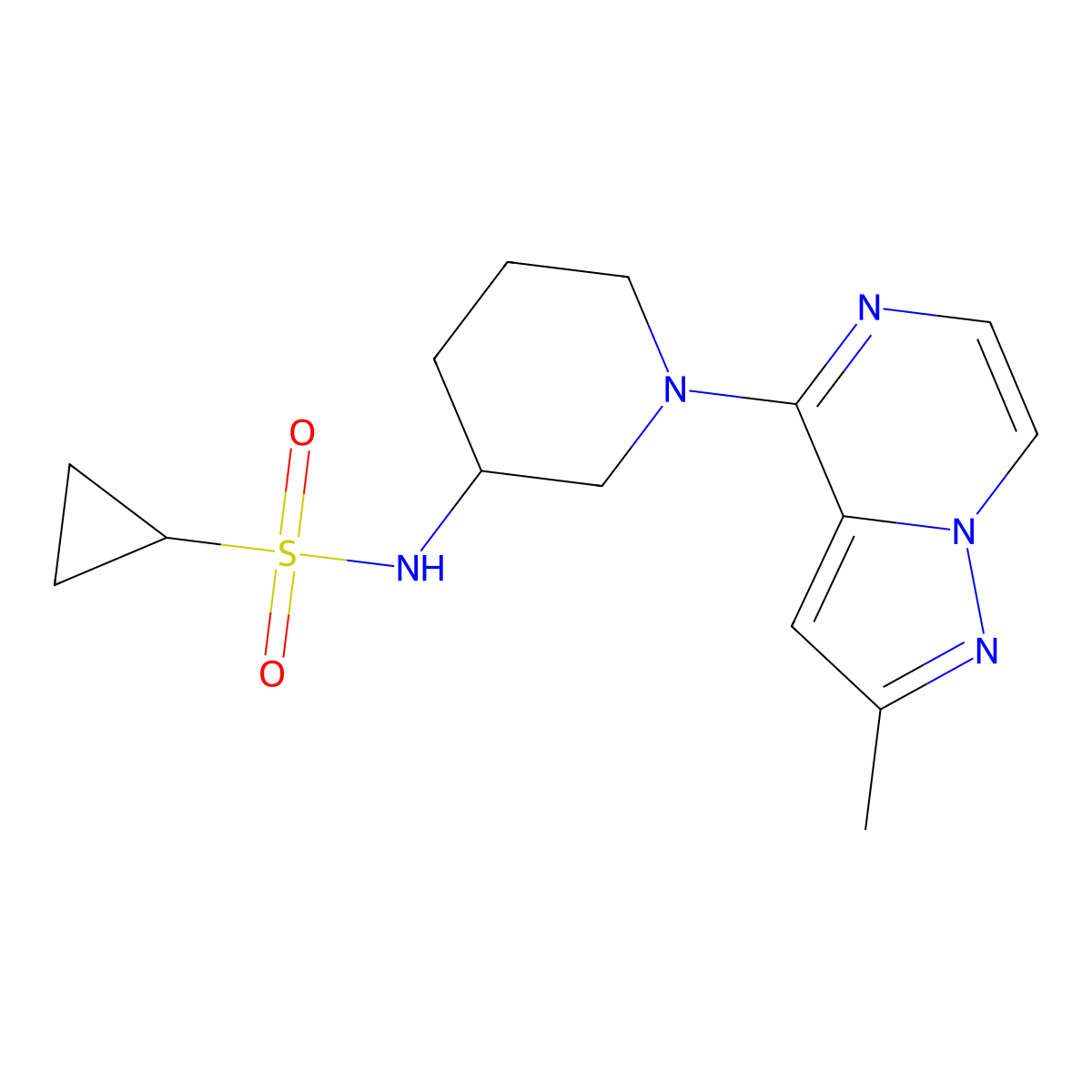 N-(1-{2-methylpyrazolo[1,5-a]pyrazin-4-yl}piperidin-3-yl)cyclopropanesulfonamide molecular structure, CAS 2640960-40-1