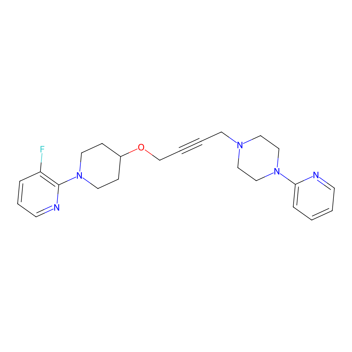 1-(4-{[1-(3-Fluoropyridin-2-yl)piperidin-4-yl]oxy}but-2-yn-1-yl)-4-(pyridin-2-yl)piperazine molecular structure, CAS 2640960-42-3