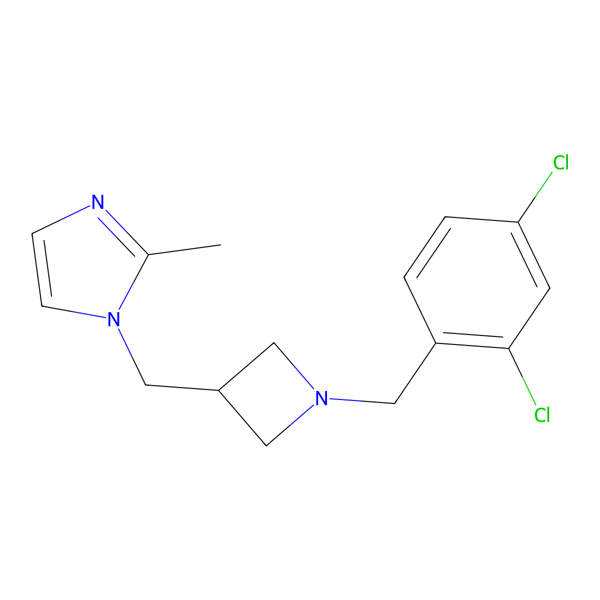 1-({1-[(2,4-dichlorophenyl)methyl]azetidin-3-yl}methyl)-2-methyl-1H-imidazole molecular structure, CAS 2640960-44-5