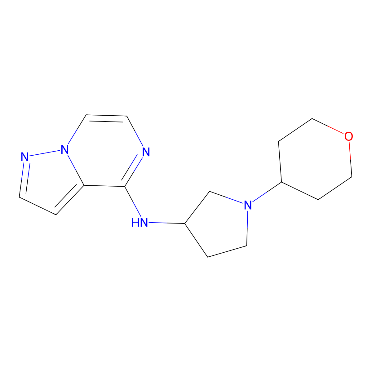 1-(oxan-4-yl)-N-{pyrazolo[1,5-a]pyrazin-4-yl}pyrrolidin-3-amine molecular structure, CAS 2640960-47-8