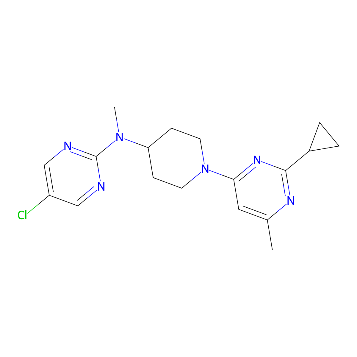 5-chloro-N-[1-(2-cyclopropyl-6-methylpyrimidin-4-yl)piperidin-4-yl]-N-methylpyrimidin-2-amine molecular structure, CAS 2640960-49-0