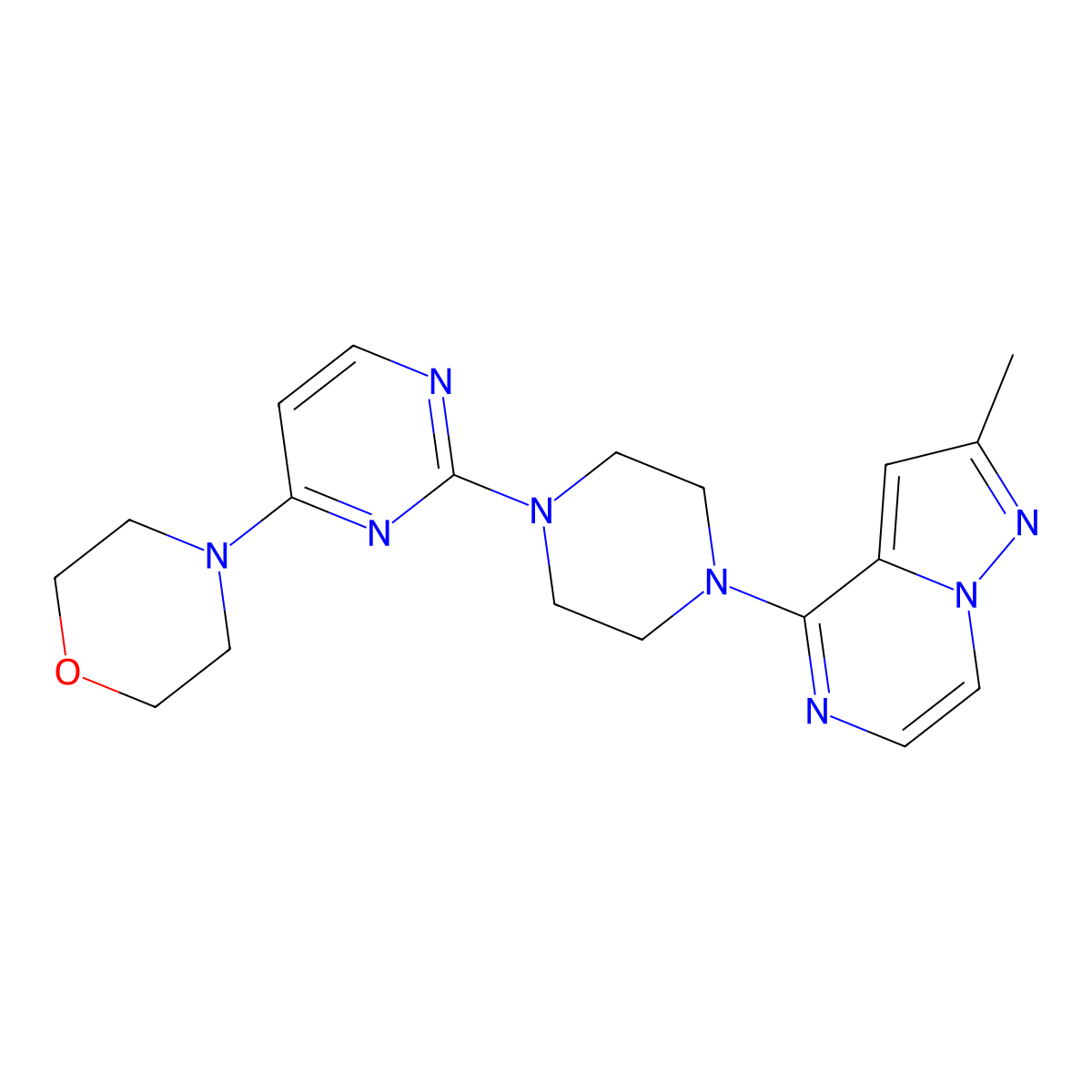 4-[2-(4-{2-Methylpyrazolo[1,5-a]pyrazin-4-yl}piperazin-1-yl)pyrimidin-4-yl]morpholine molecular structure, CAS 2640960-53-6