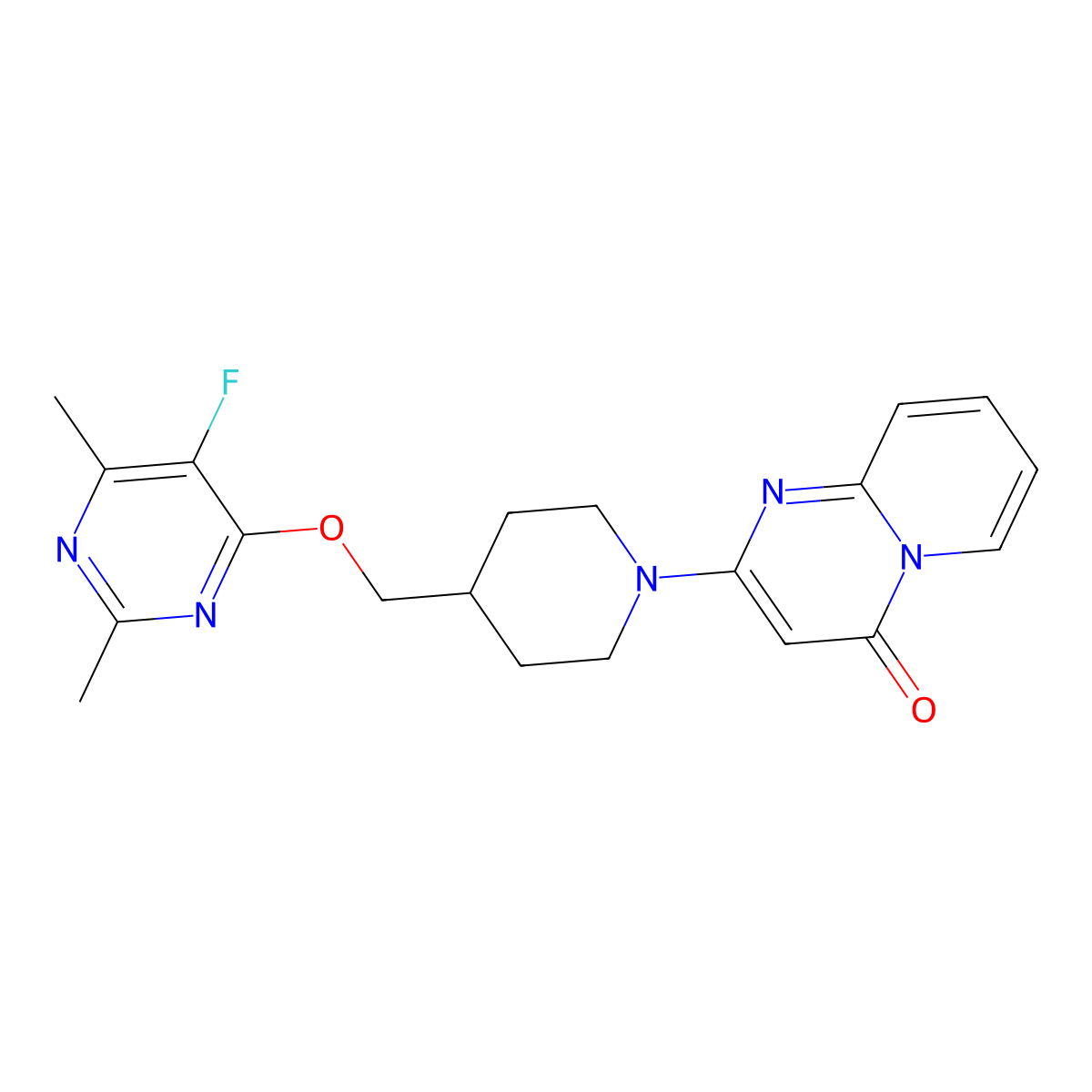 2-(4-{[(5-fluoro-2,6-dimethylpyrimidin-4-yl)oxy]methyl}piperidin-1-yl)-4H-pyrido[1,2-a]pyrimidin-4-one molecular structure, CAS 2640960-55-8