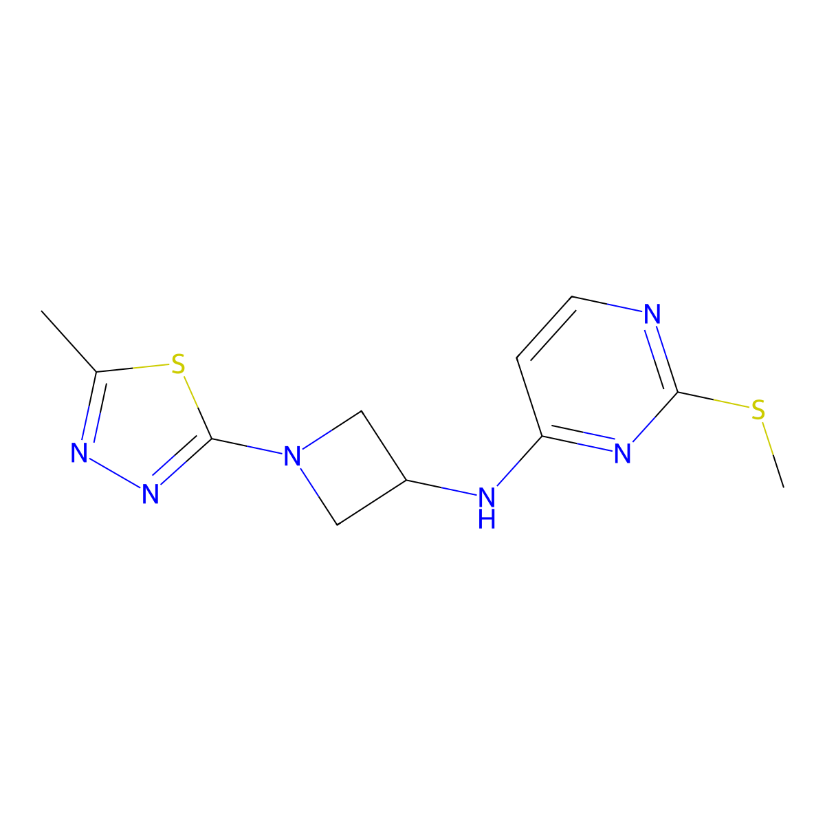 N-[1-(5-methyl-1,3,4-thiadiazol-2-yl)azetidin-3-yl]-2-(methylsulfanyl)pyrimidin-4-amine molecular structure, CAS 2640960-56-9