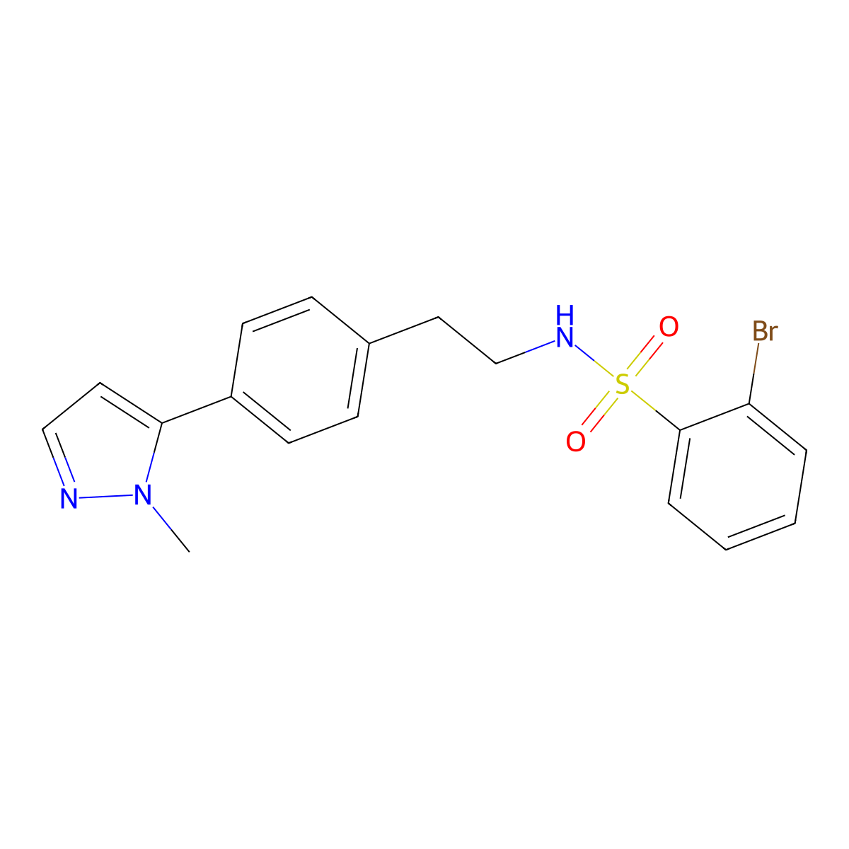 2-bromo-N-{2-[4-(1-methyl-1H-pyrazol-5-yl)phenyl]ethyl}benzene-1-sulfonamide molecular structure, CAS 2640960-66-1