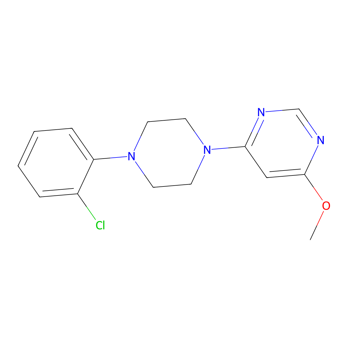 4-[4-(2-Chlorophenyl)piperazin-1-yl]-6-methoxypyrimidine molecular structure, CAS 2640960-75-2