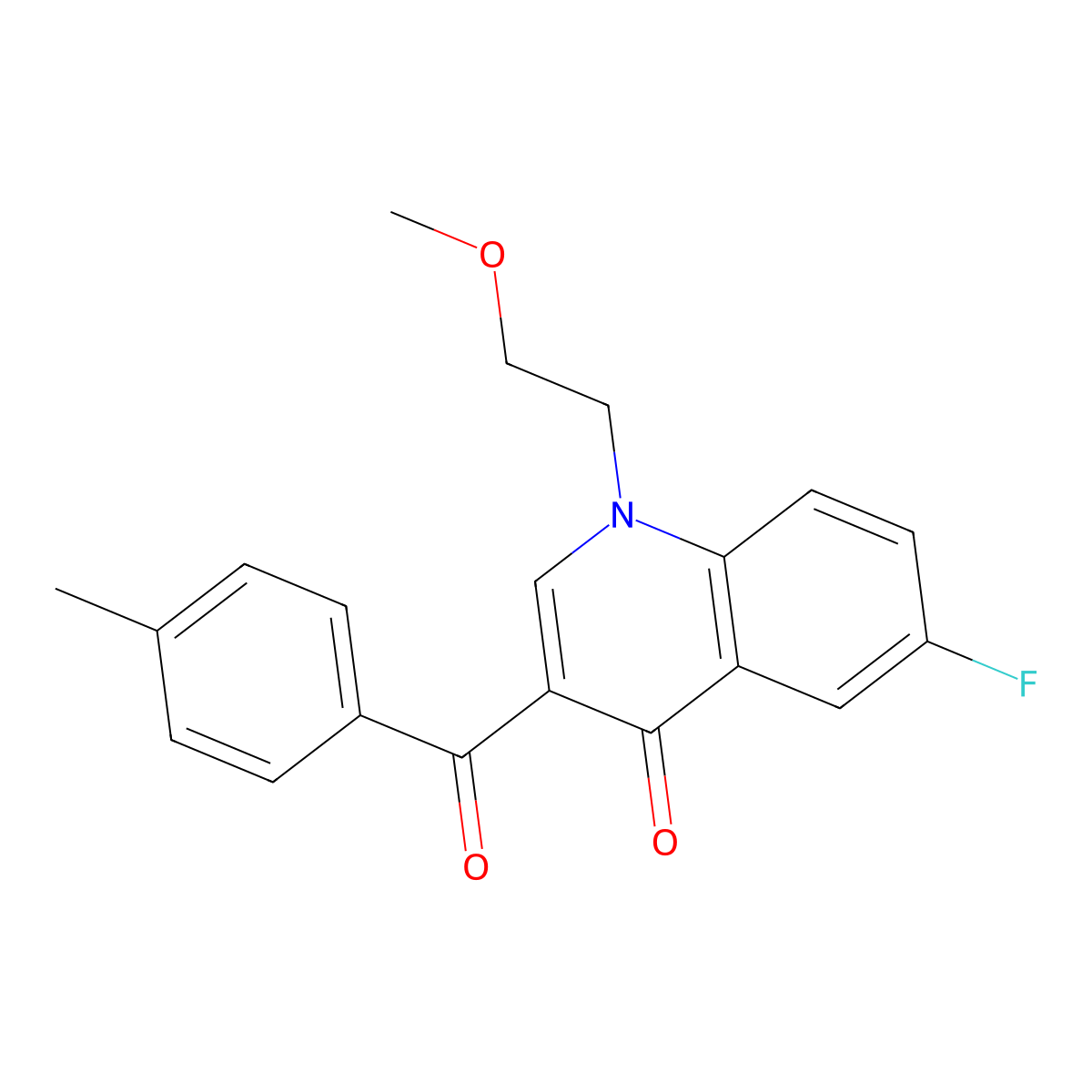 6-Fluoro-1-(2-methoxyethyl)-3-(4-methylbenzoyl)-1,4-dihydroquinolin-4-one molecular structure, CAS 2640960-79-6