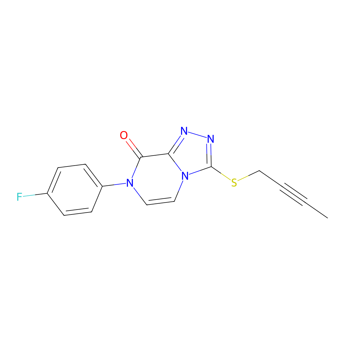 3-(but-2-yn-1-ylsulfanyl)-7-(4-fluorophenyl)-7H,8H-[1,2,4]triazolo[4,3-a]pyrazin-8-one molecular structure, CAS 2640960-95-6