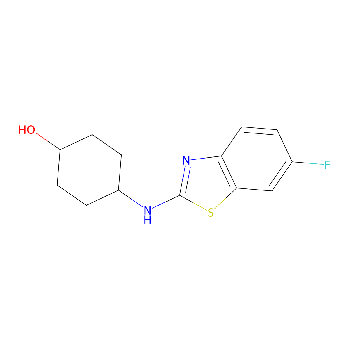 4-[(6-Fluoro-1,3-benzothiazol-2-yl)amino]cyclohexan-1-ol molecular structure, CAS 2640960-97-8