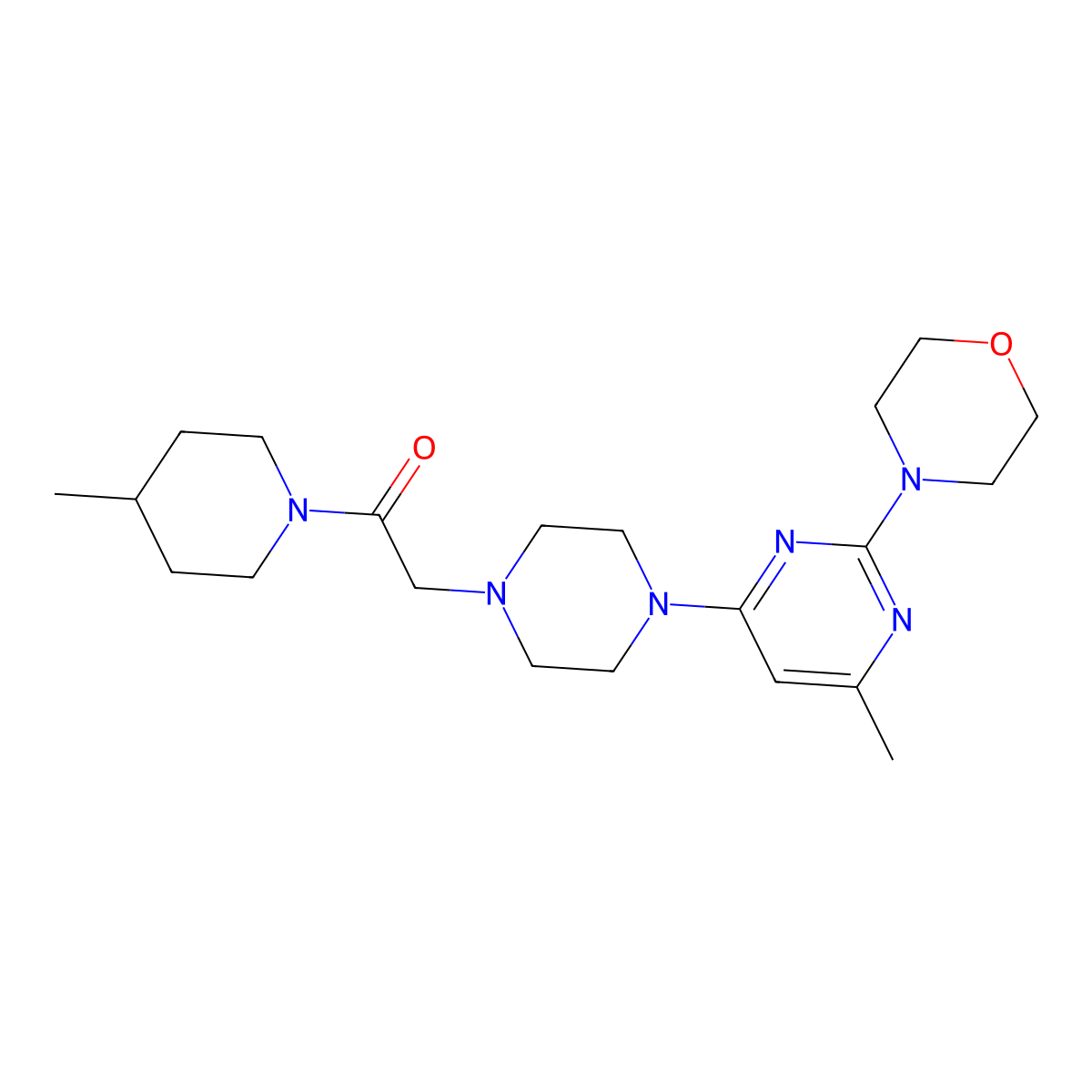 2-{4-[6-Methyl-2-(morpholin-4-yl)pyrimidin-4-yl]piperazin-1-yl}-1-(4-methylpiperidin-1-yl)ethan-1-one molecular structure, CAS 2640961-01-7
