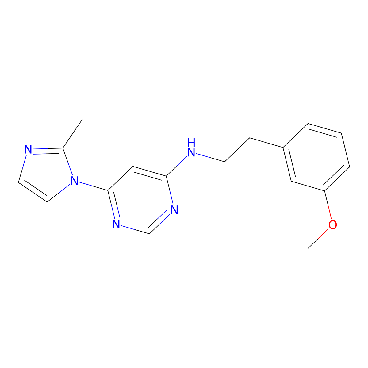 N-[2-(3-methoxyphenyl)ethyl]-6-(2-methyl-1H-imidazol-1-yl)pyrimidin-4-amine molecular structure, CAS 2640961-09-5