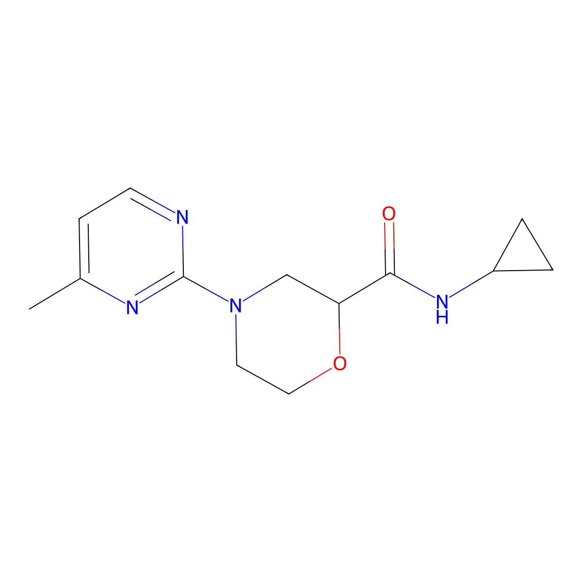N-cyclopropyl-4-(4-methylpyrimidin-2-yl)morpholine-2-carboxamide molecular structure, CAS 2640961-13-1