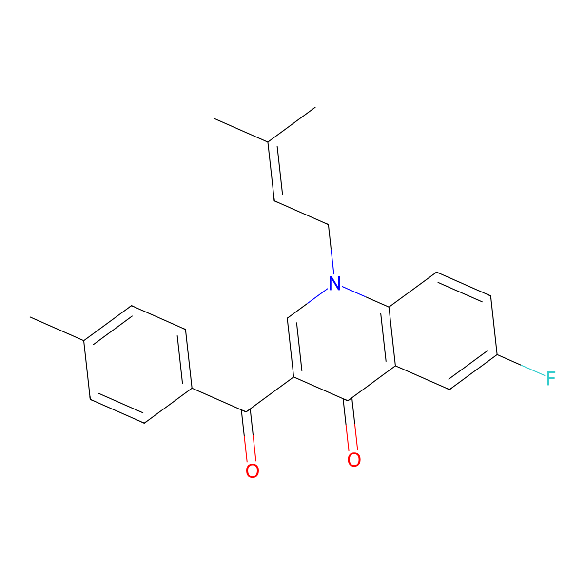 6-Fluoro-3-(4-methylbenzoyl)-1-(3-methylbut-2-en-1-yl)-1,4-dihydroquinolin-4-one molecular structure, CAS 2640961-14-2