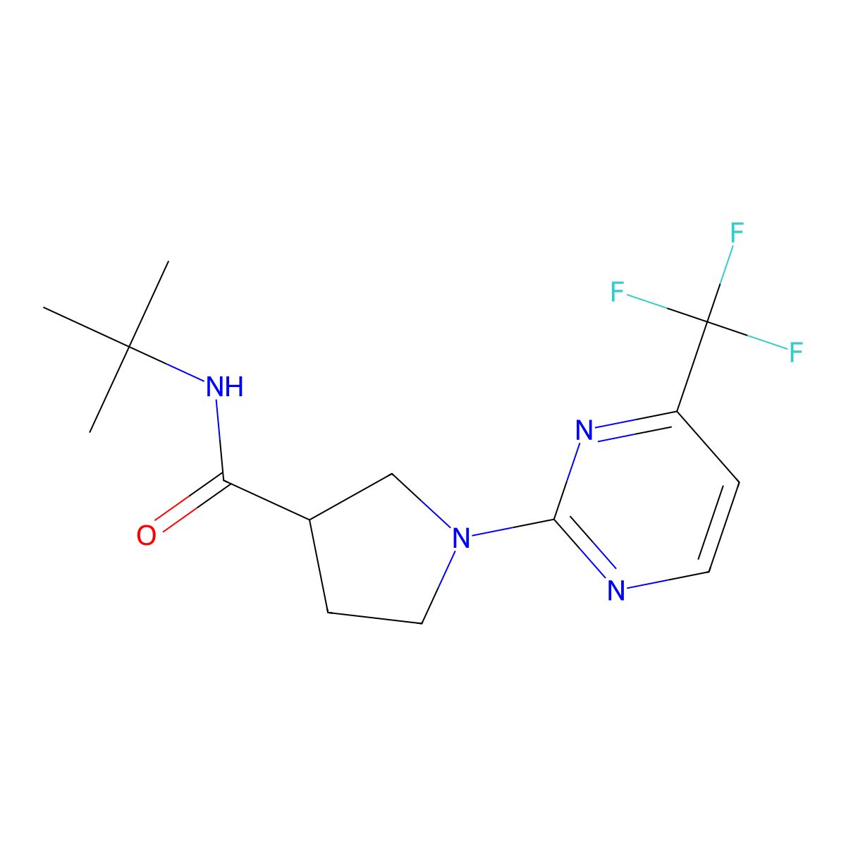 N-tert-butyl-1-[4-(trifluoromethyl)pyrimidin-2-yl]pyrrolidine-3-carboxamide molecular structure, CAS 2640961-16-4
