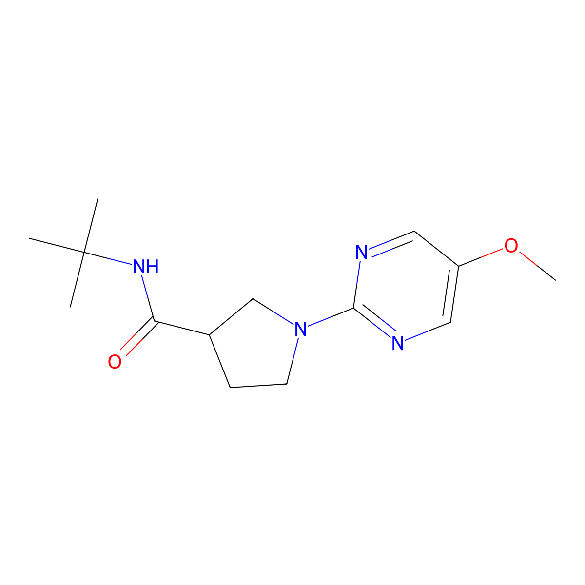 N-tert-butyl-1-(5-methoxypyrimidin-2-yl)pyrrolidine-3-carboxamide molecular structure, CAS 2640961-19-7
