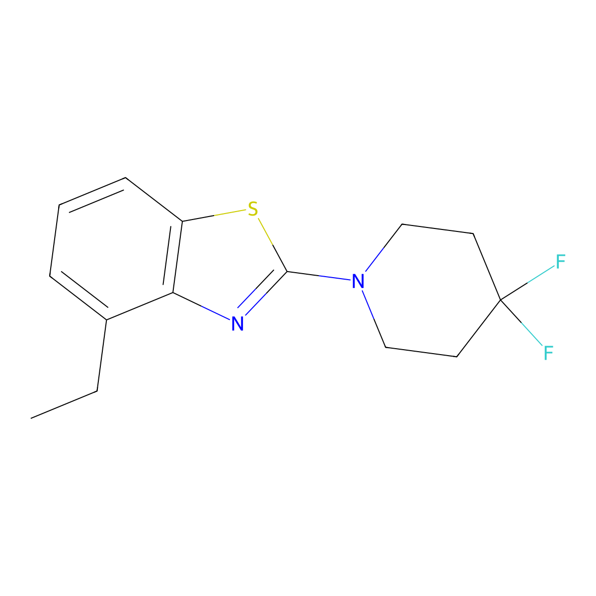 2-(4,4-Difluoropiperidin-1-yl)-4-ethyl-1,3-benzothiazole molecular structure, CAS 2640961-22-2