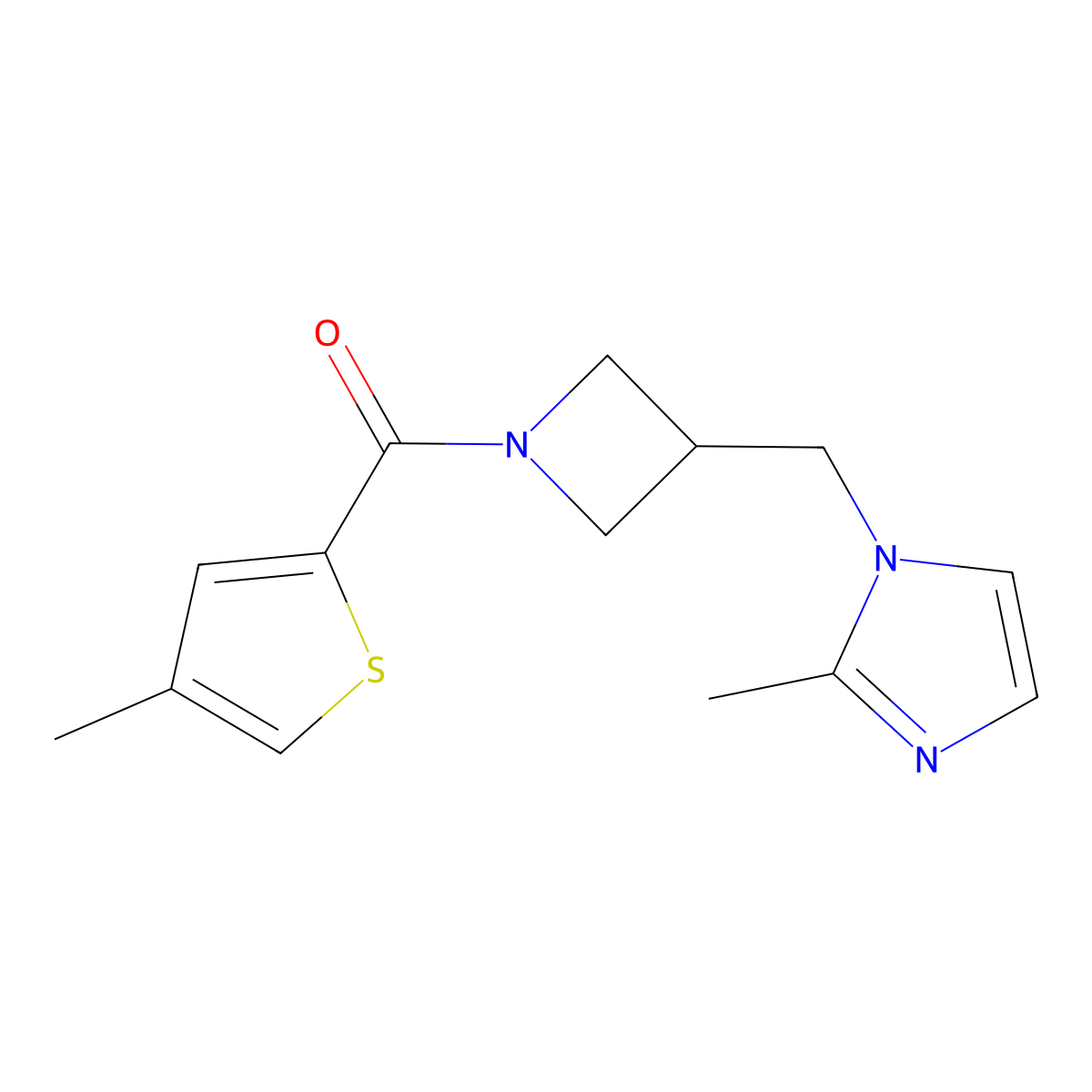 2-methyl-1-{[1-(4-methylthiophene-2-carbonyl)azetidin-3-yl]methyl}-1H-imidazole molecular structure, CAS 2640961-23-3