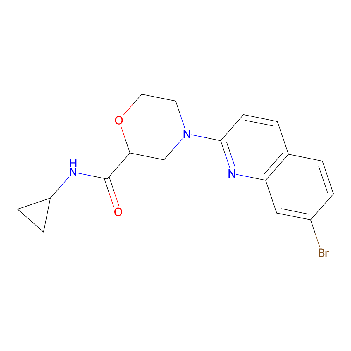 4-(7-bromoquinolin-2-yl)-N-cyclopropylmorpholine-2-carboxamide molecular structure, CAS 2640961-27-7